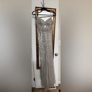 Elegant Silver Sequin Gown